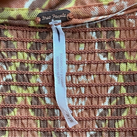 Free People Caught a Feeling Cardi in Cinnamon Combo Blouse Buttoned Sz Medium - Picture 10 of 15